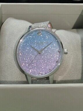 Olivia Burton Glitter Gradient Dial Women's Fashion Watch - Silver Strap
